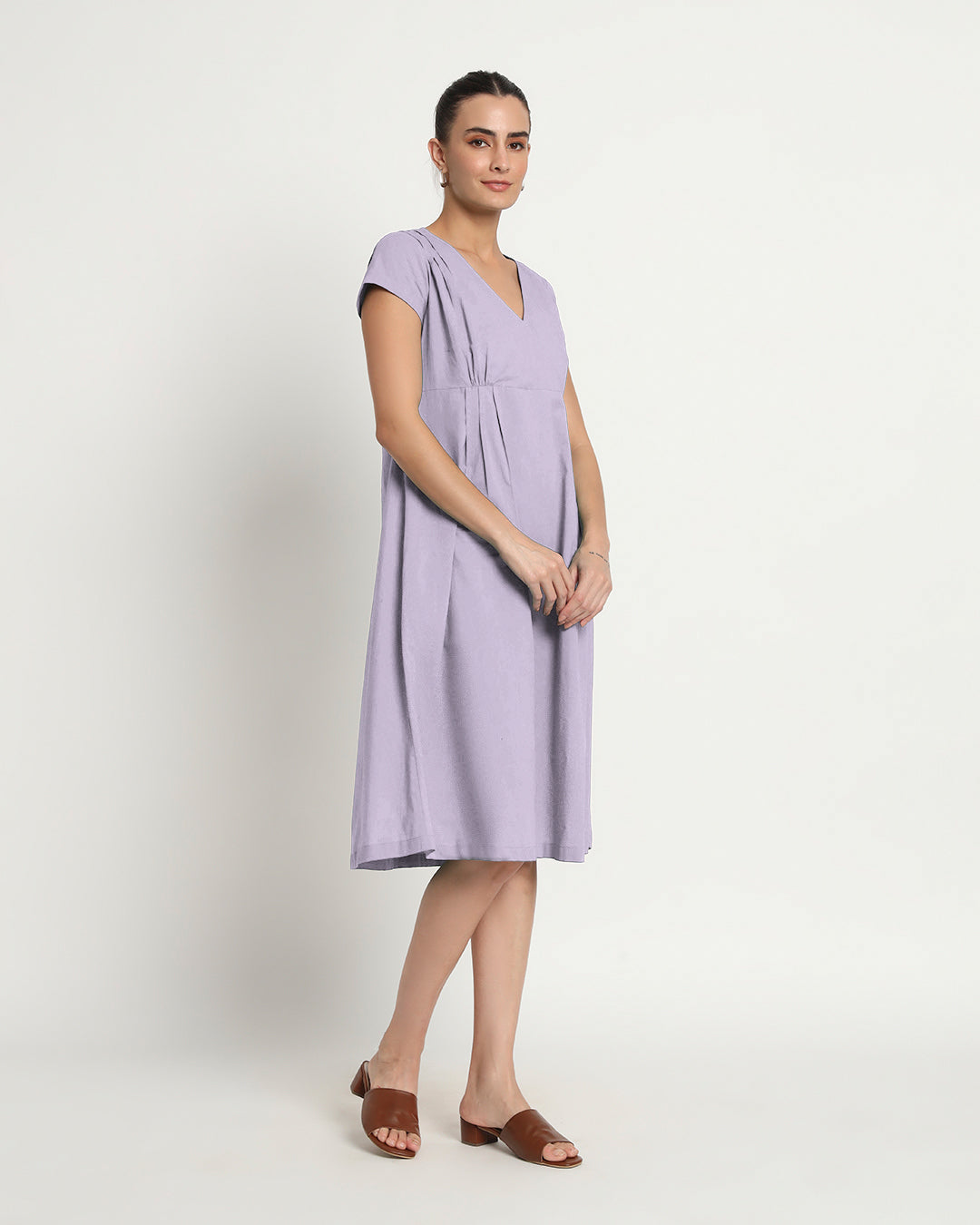 Lilac Voguish Verve V Neck Dress