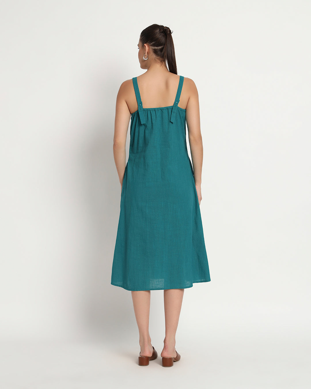 Green Gleam Dreamy Flare Spaghetti Dress