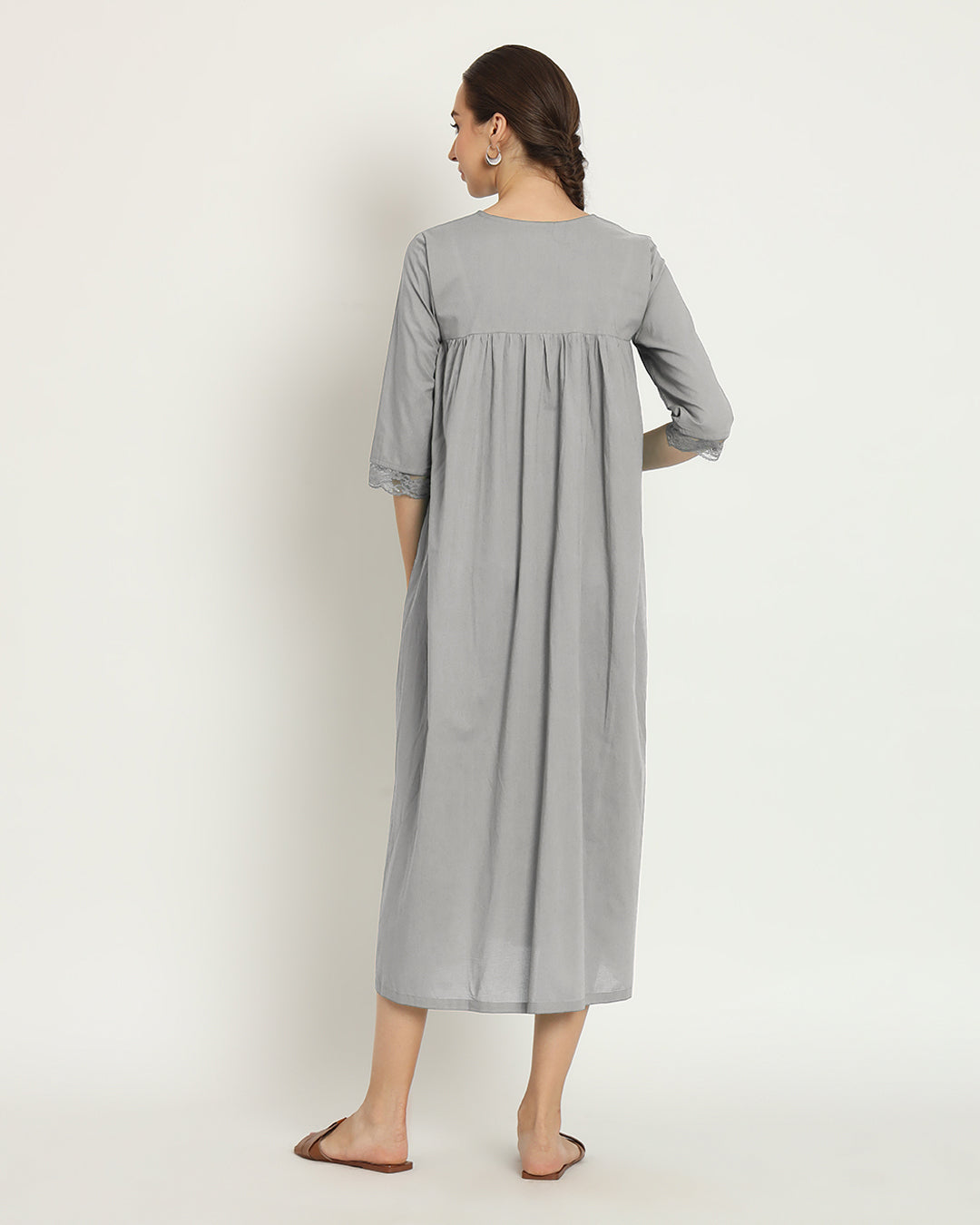 Iced Grey V Neck Stylish Slumber Nightdress