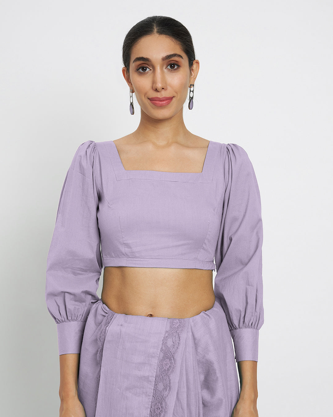 Lilac Square Sleekness Saree & Blouse Co-ord Set