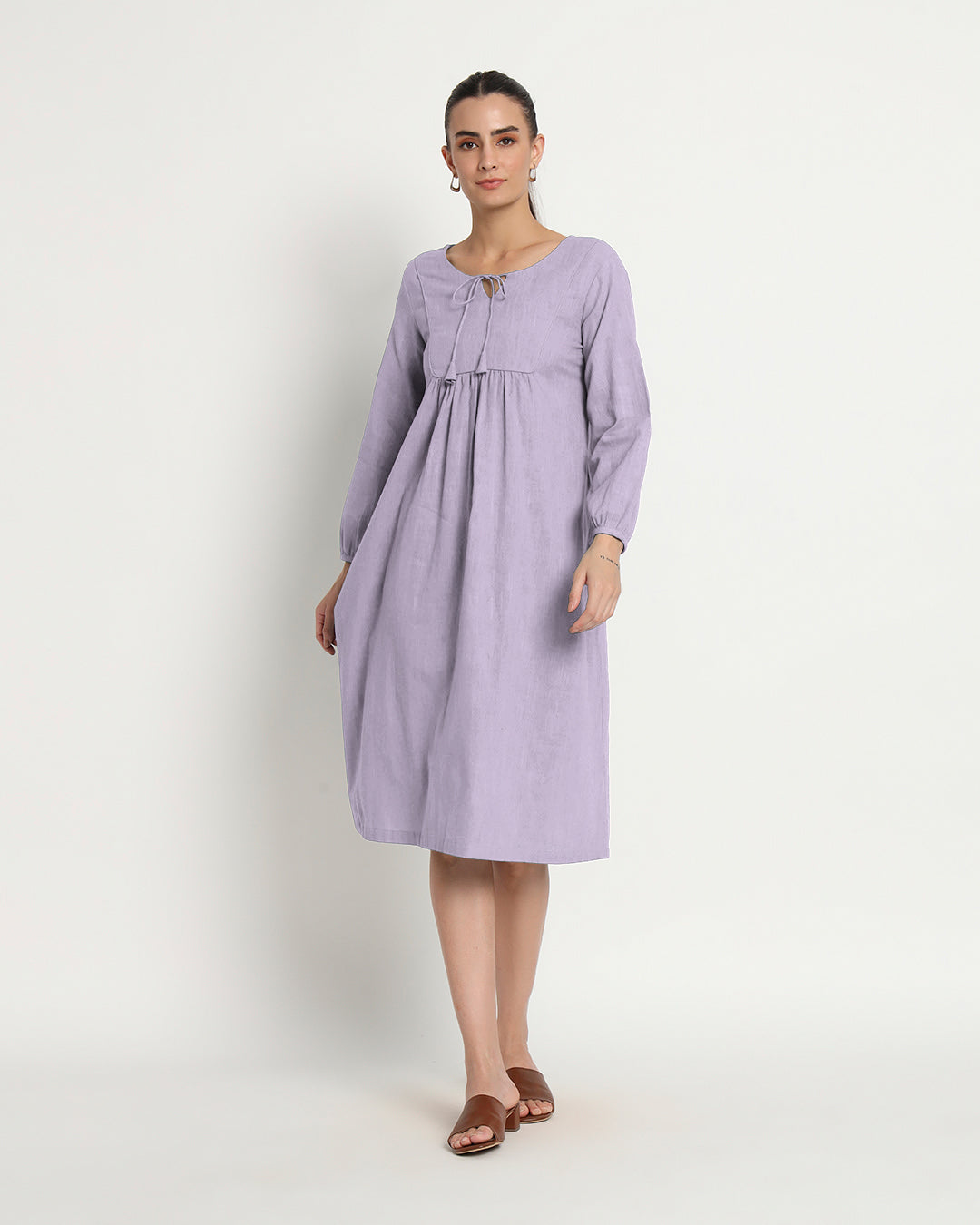 Lilac Playful Tie-Up Neck Dress