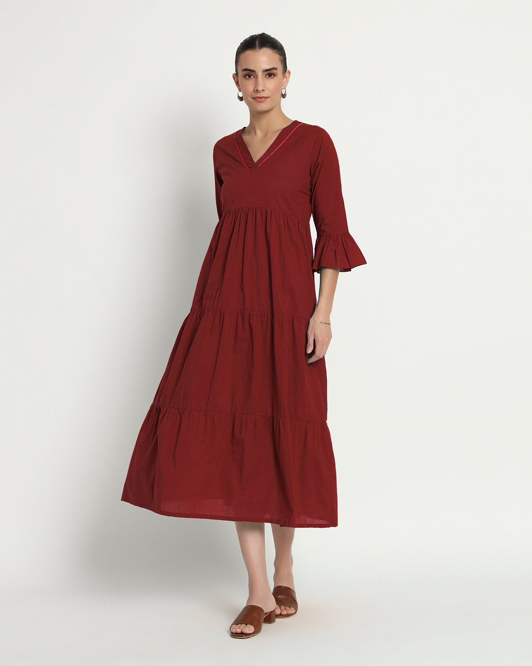 Russet Red Flounce & Flow Maxi Dress