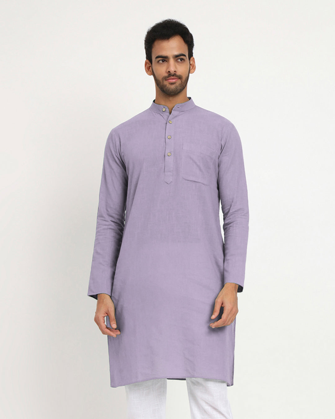 Lilac Monochromatic Mandarin Collar Men's Kurta