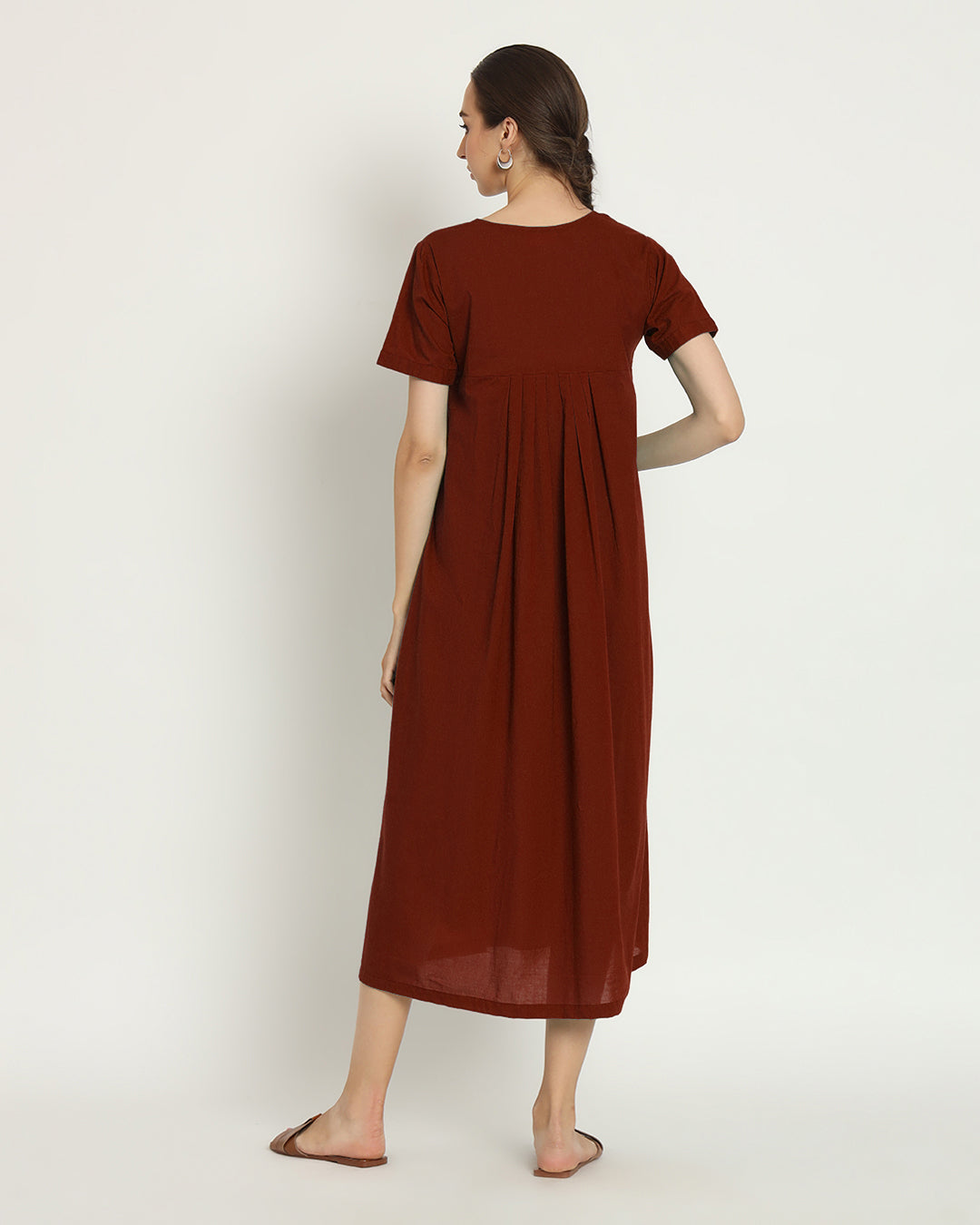 Combo: Russet Red & Lilac Square Neck Serenity Nightdress- Set Of 2