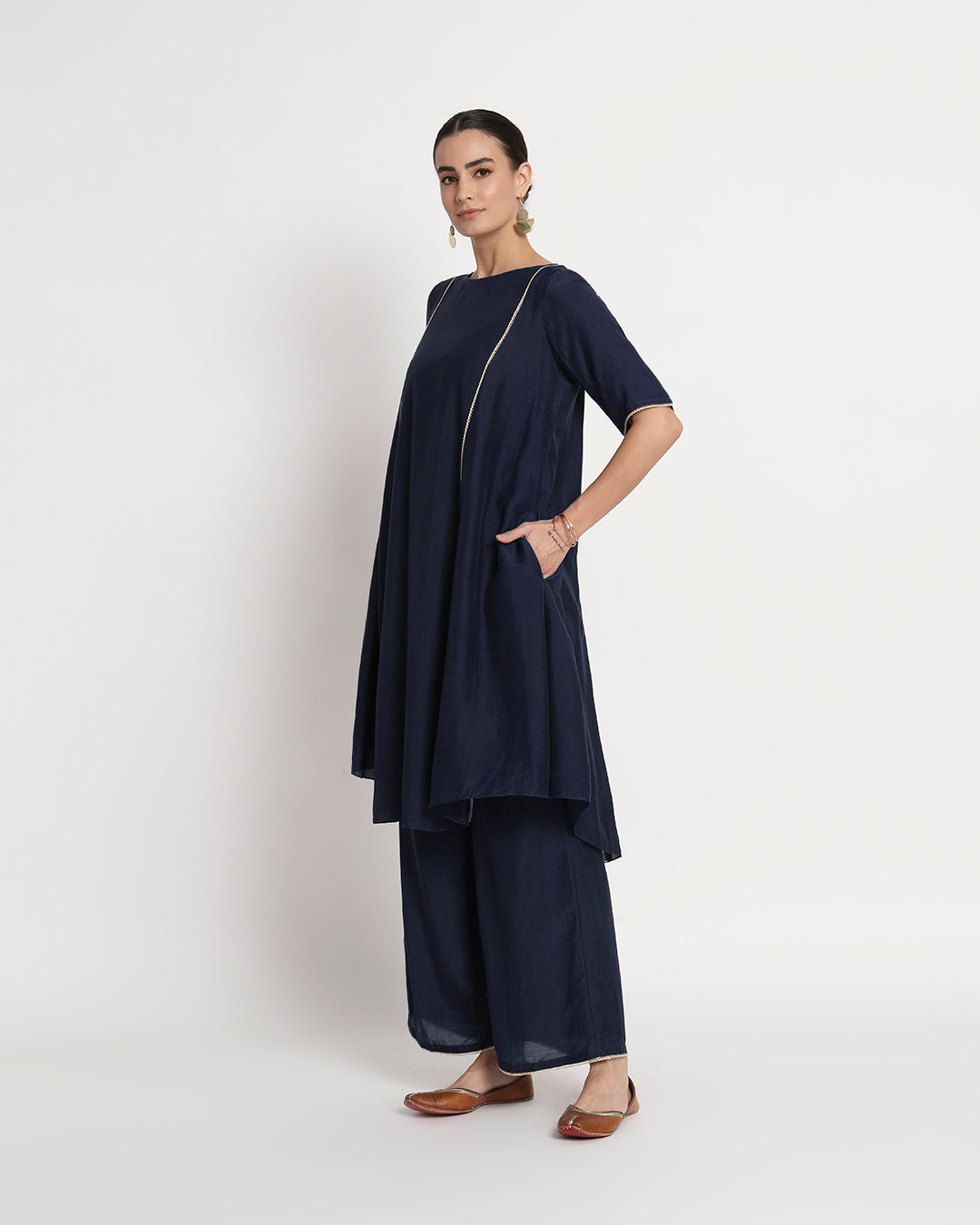 Midnight Blue Whispering Flared Gala Co-ord Set