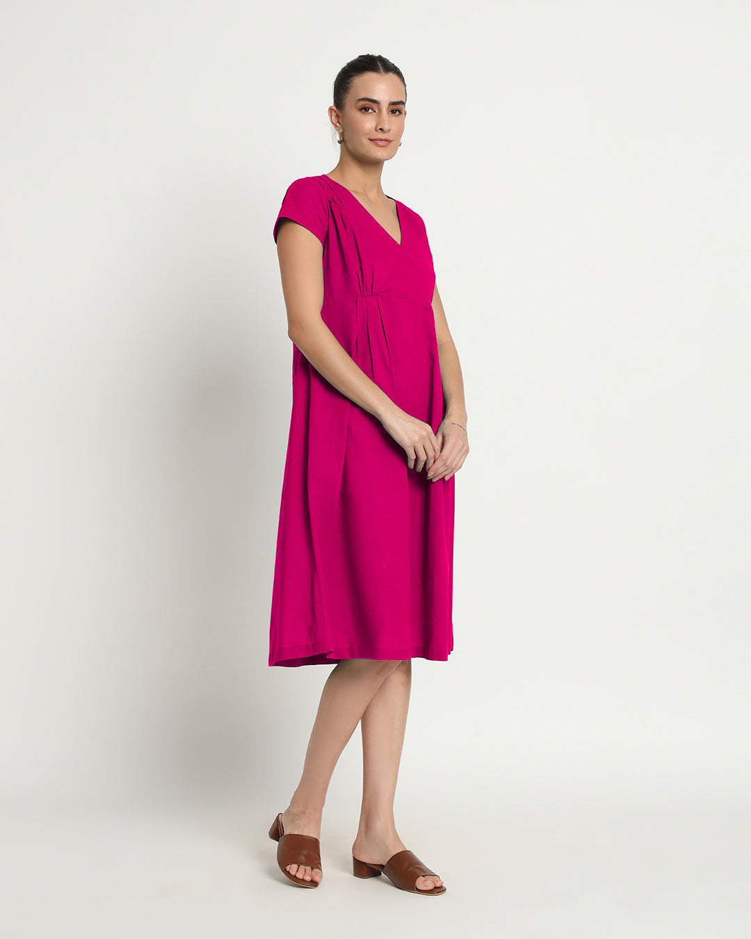 Queen's Gulabi Voguish Verve V Neck Dress