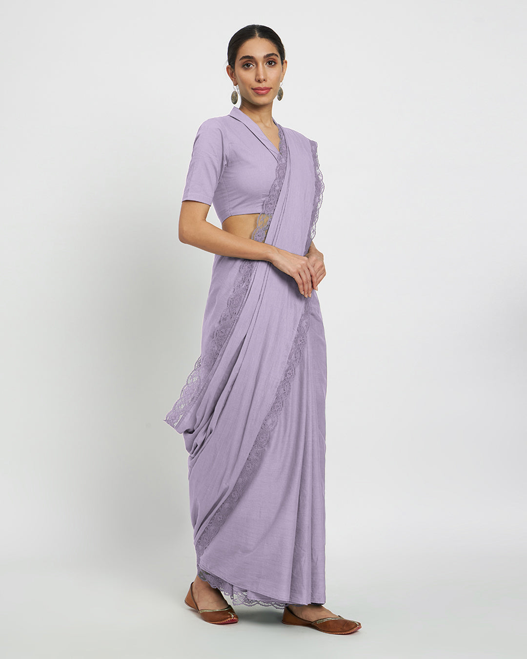 Lilac Lace Medley Cotton Saree