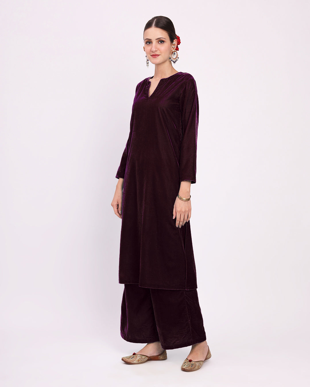 Plum Passion Classic Allure Velvet Co-ord Set
