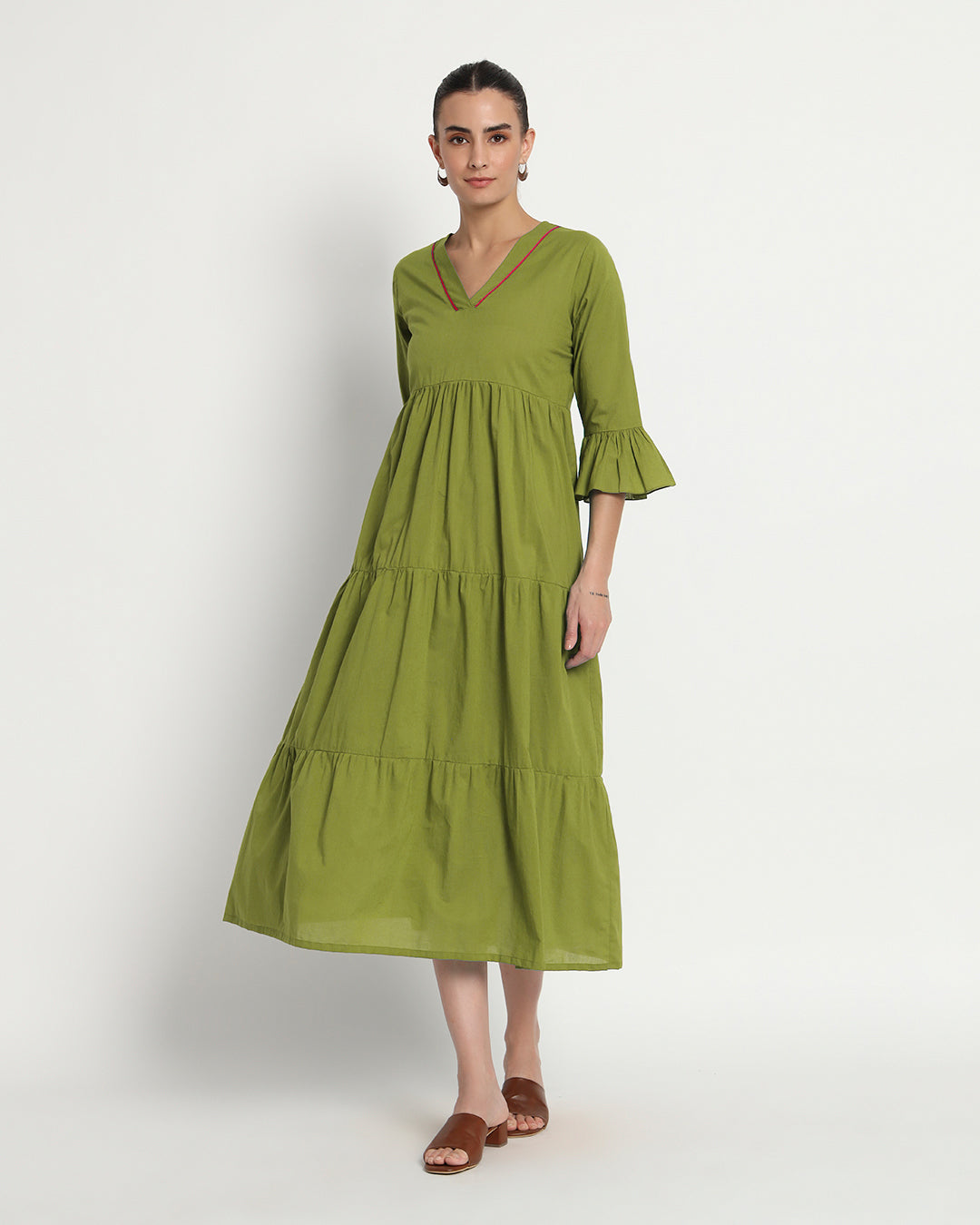 Sage Green Flounce & Flow Maxi Dress