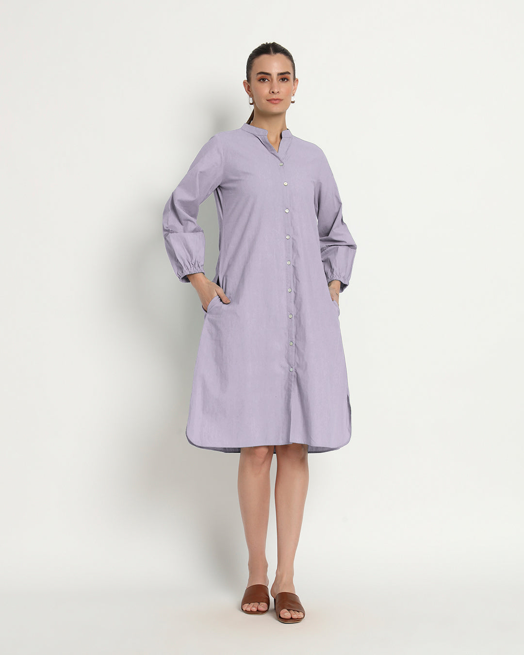 Lilac Modish Elegance Notch Neck Dress