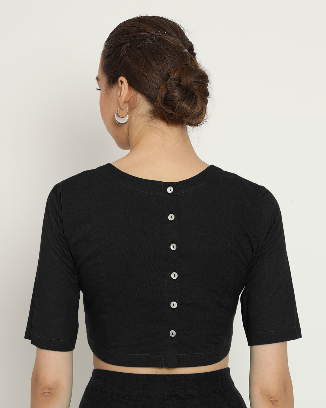 Classic Black Backstory V Neck Blouse
