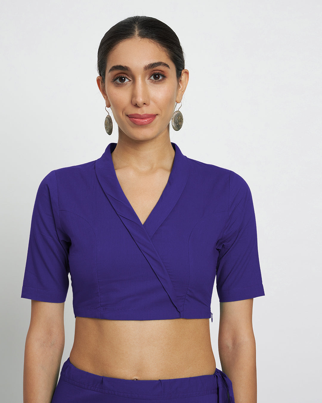 Aurora Purple Wrap Fusion Blouse