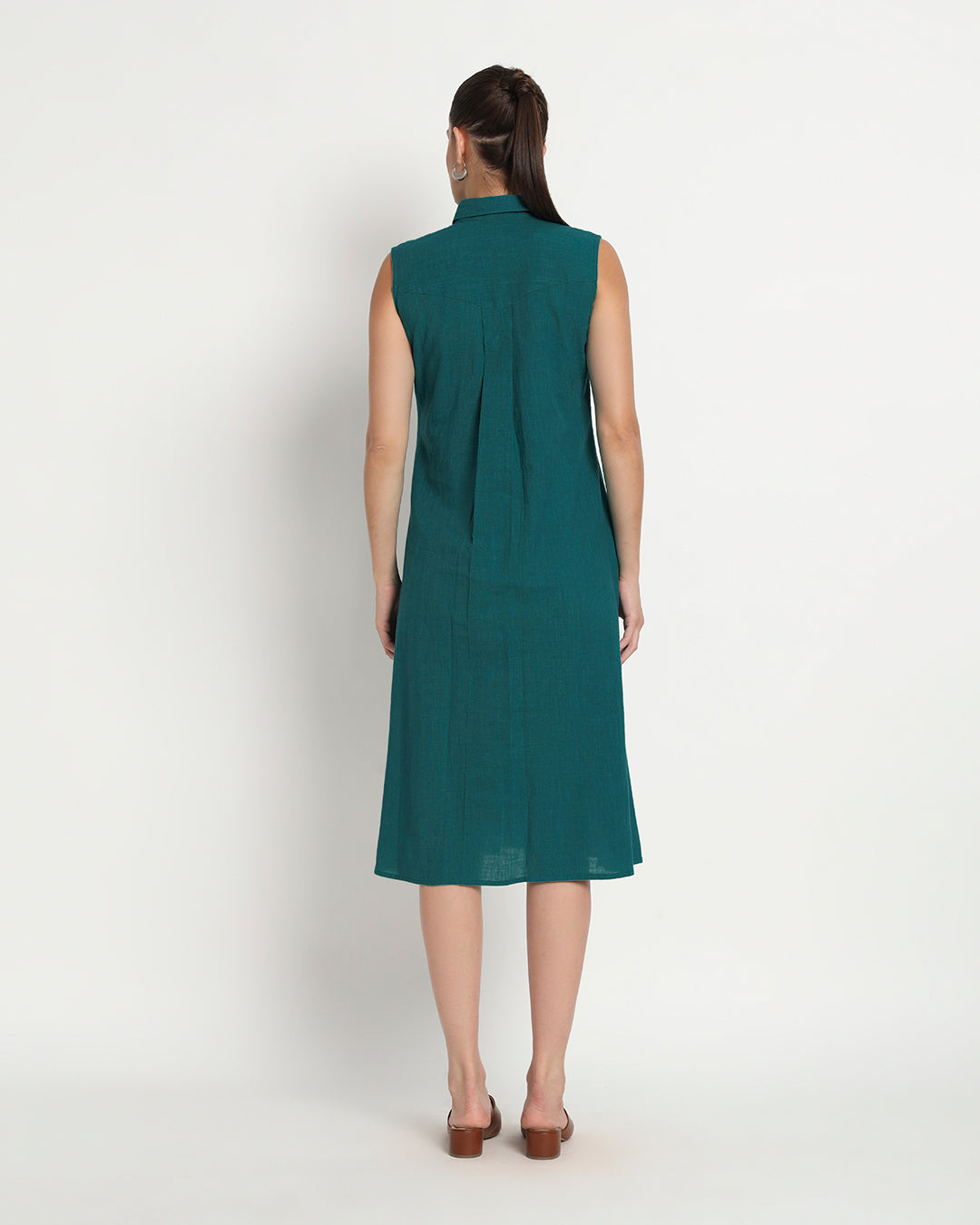Deep Teal Artful A-Line Dress