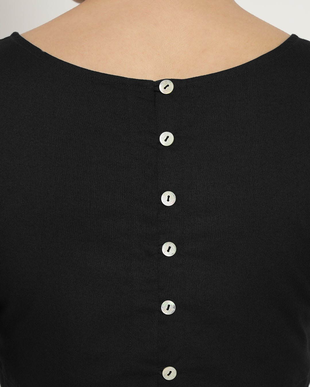 Classic Black Backstory Boat Neck Blouse
