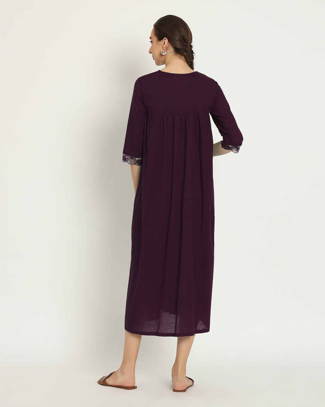Plum Passion V Neck Stylish Slumber Nightdress