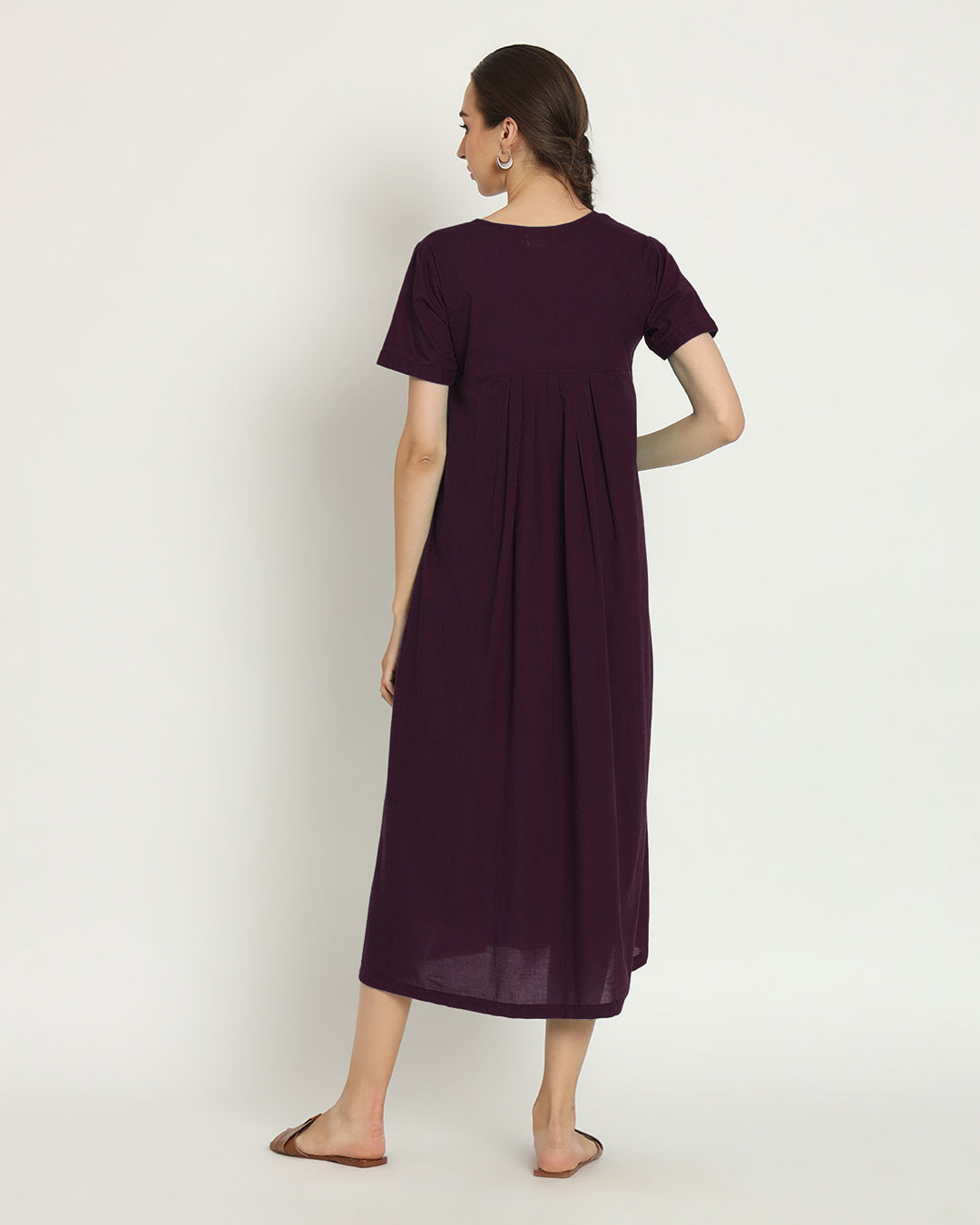 Combo: Plum Passion & Sage Green Square Neck Serenity Nightdress- Set Of 2