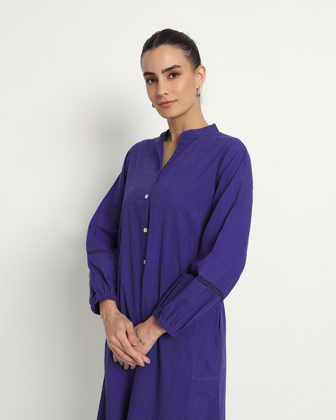Aurora Purple Modish Elegance Notch Neck Solid Co-ord Set