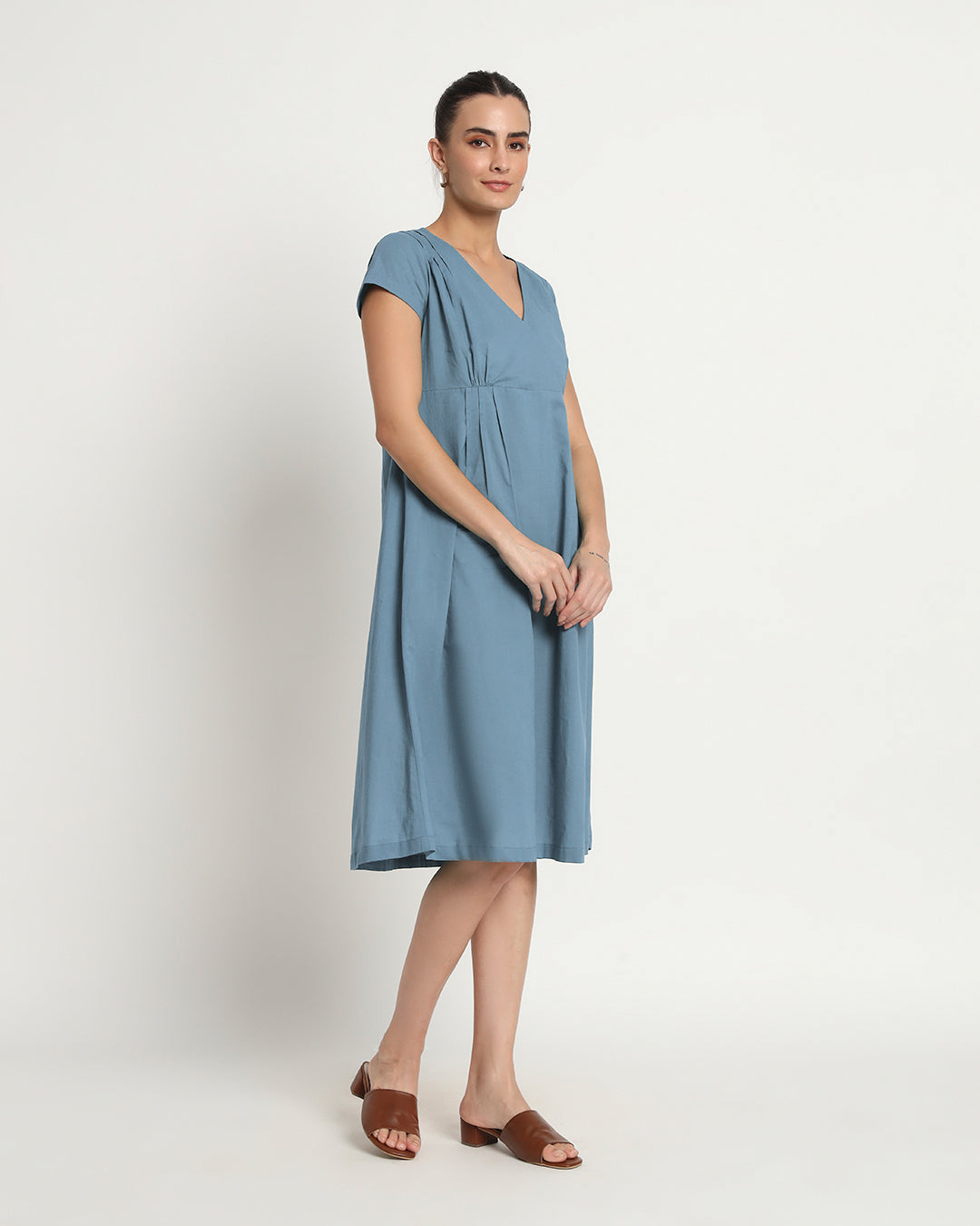 Blue Dawn Voguish Verve V Neck Dress