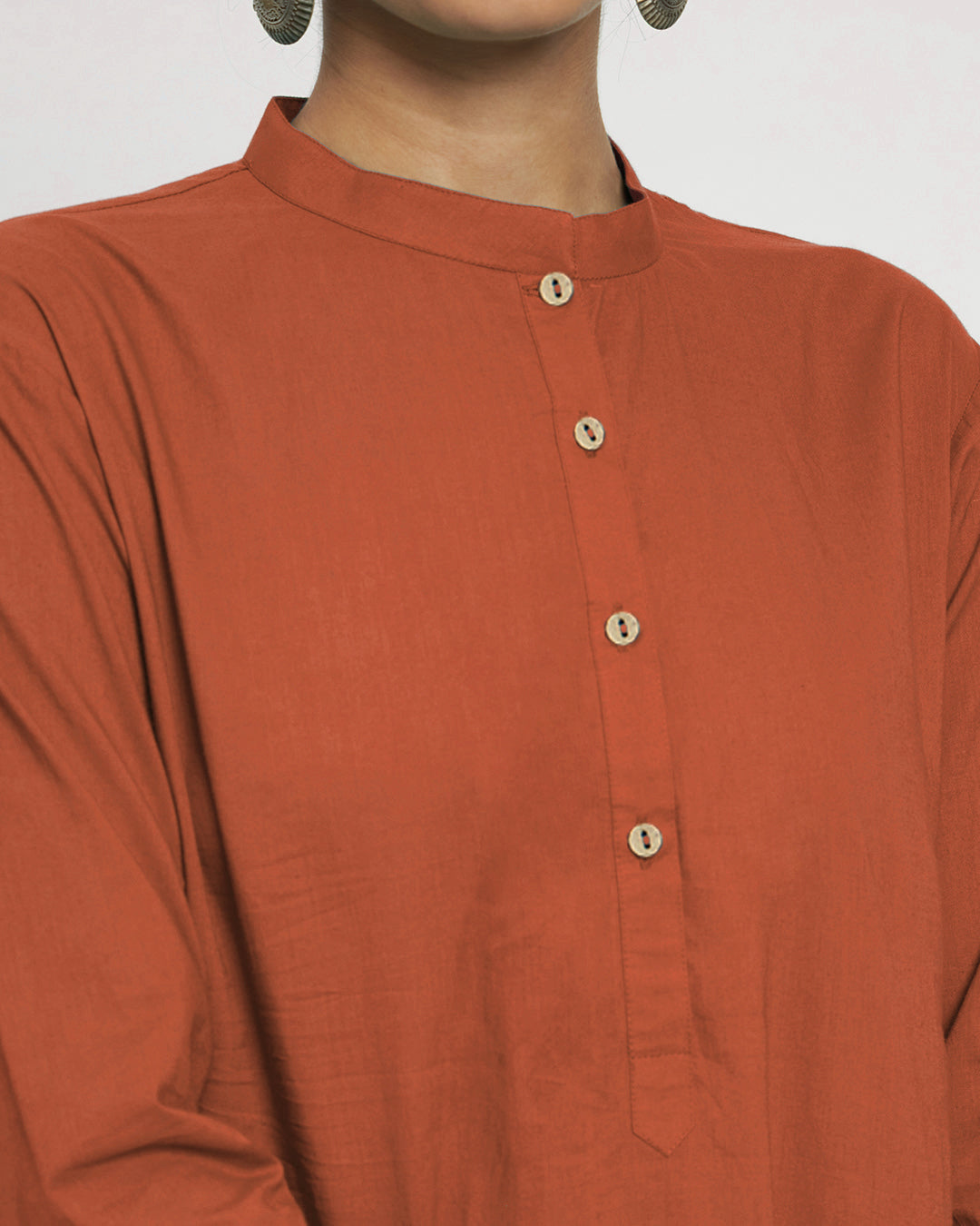 Blush In Love Modern Mandarin Collar Solid Kurta (Without Bottoms)