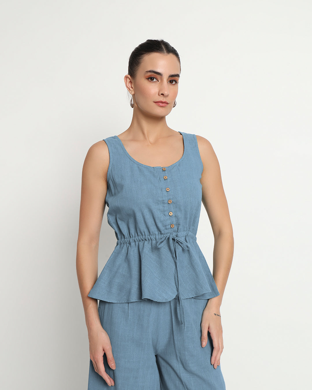 Blue Dawn Peplum Paradise Solid Co-ord Set