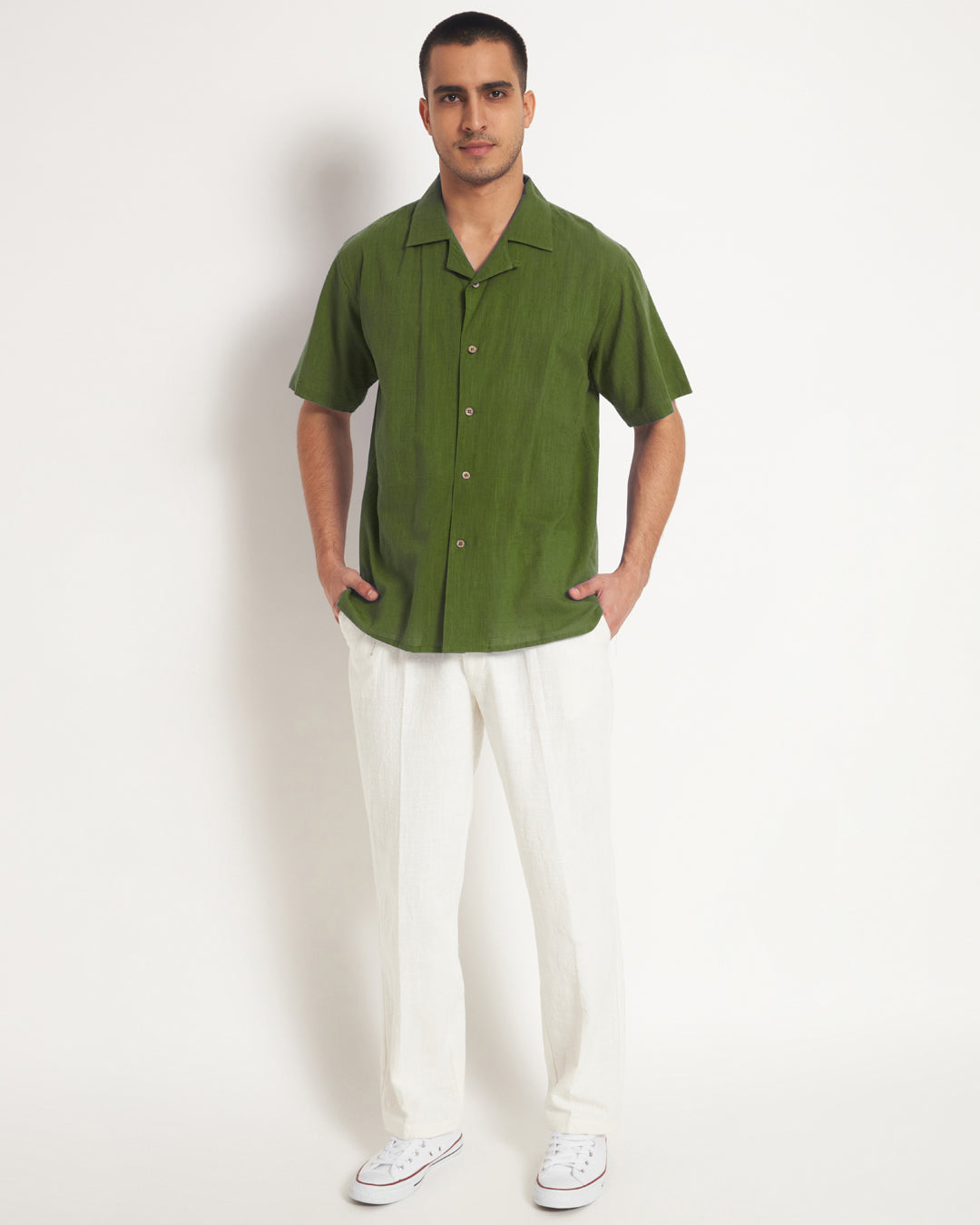 Combo: Classic Greening Spring Half Sleeves Men's Shirt & Pants