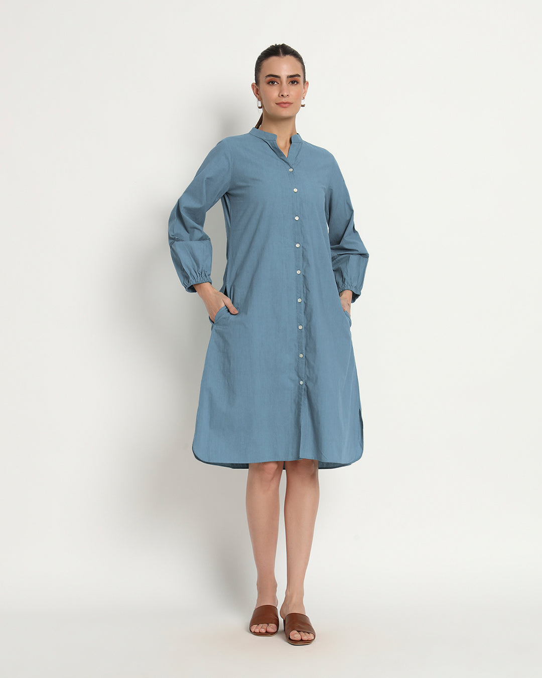Blue Dawn Modish Elegance Notch Neck Dress