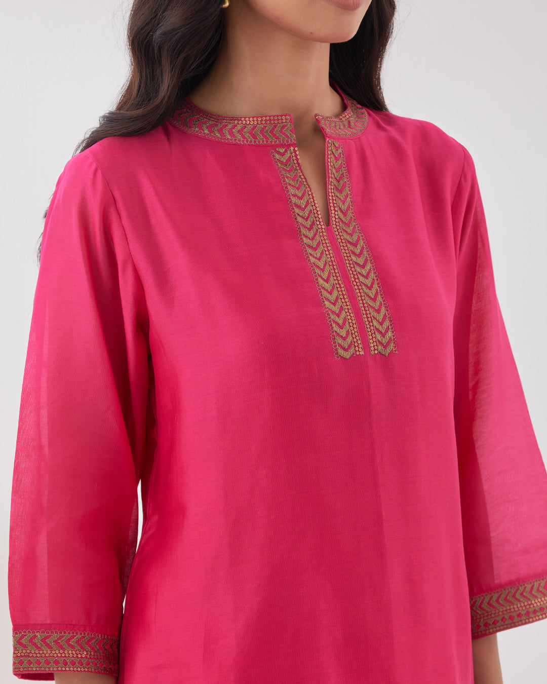 Rose of Love Festive Radiance Chanderi Short Kurta (Without Bottoms)