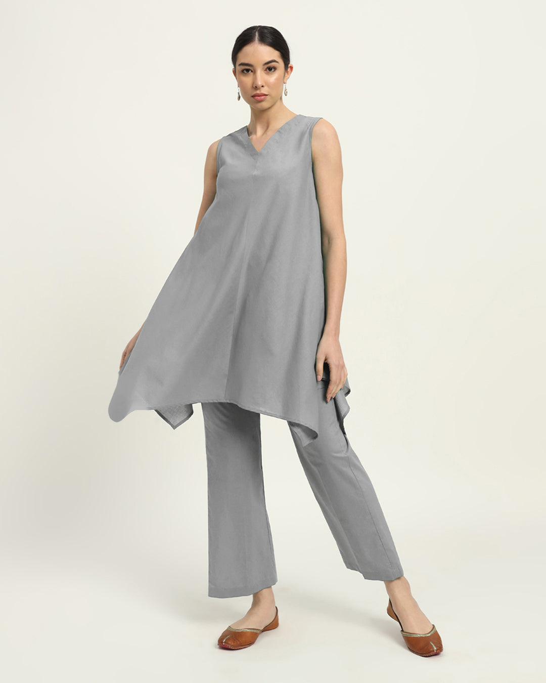 Combo: Black & Iced Grey Midsummer Dream Solid Kurta
