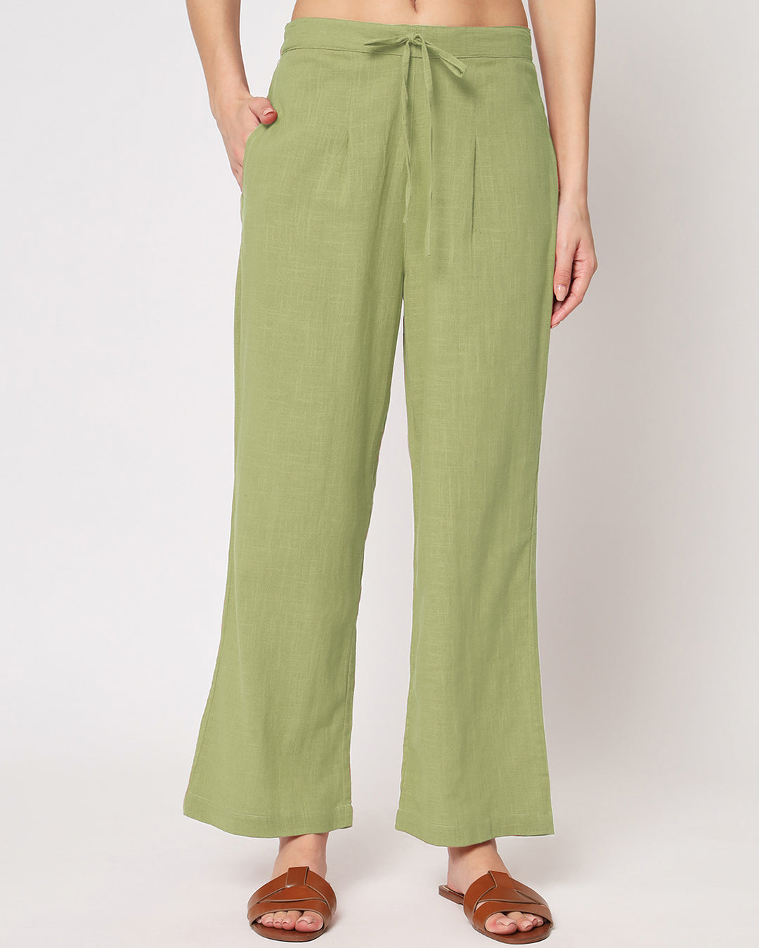 Sage Green Sleeveless Short Length Solid Co-ord Set