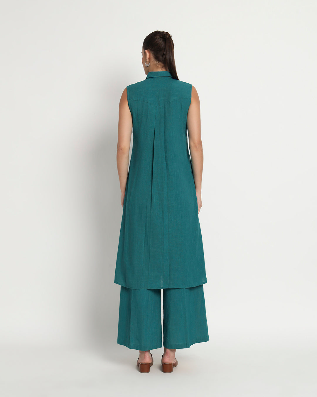 Deep Teal Artful A-Line Solid Co-ord Set