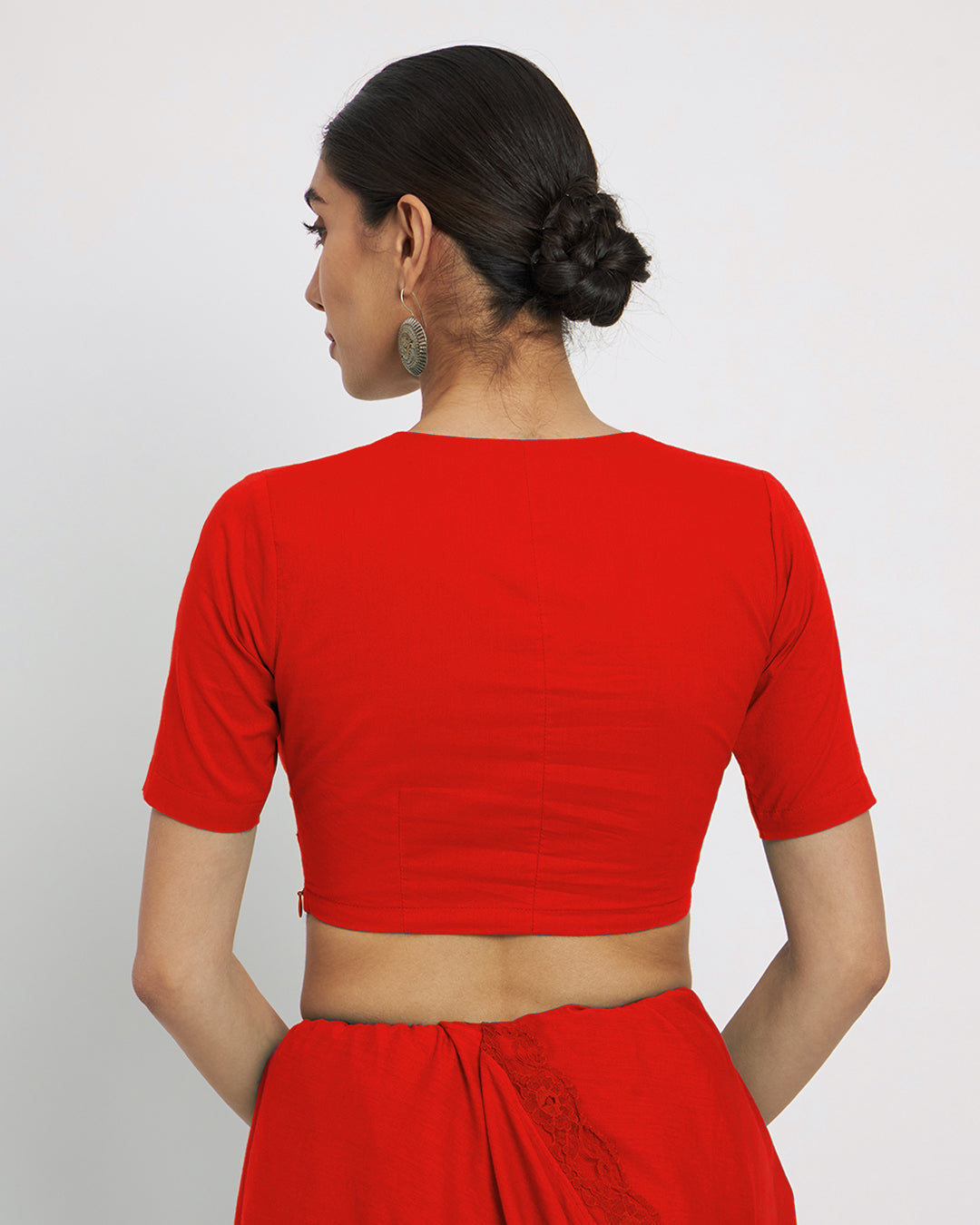 Combo: Classic Red & Sage Green Allure Deep V Blouse- Set of 2