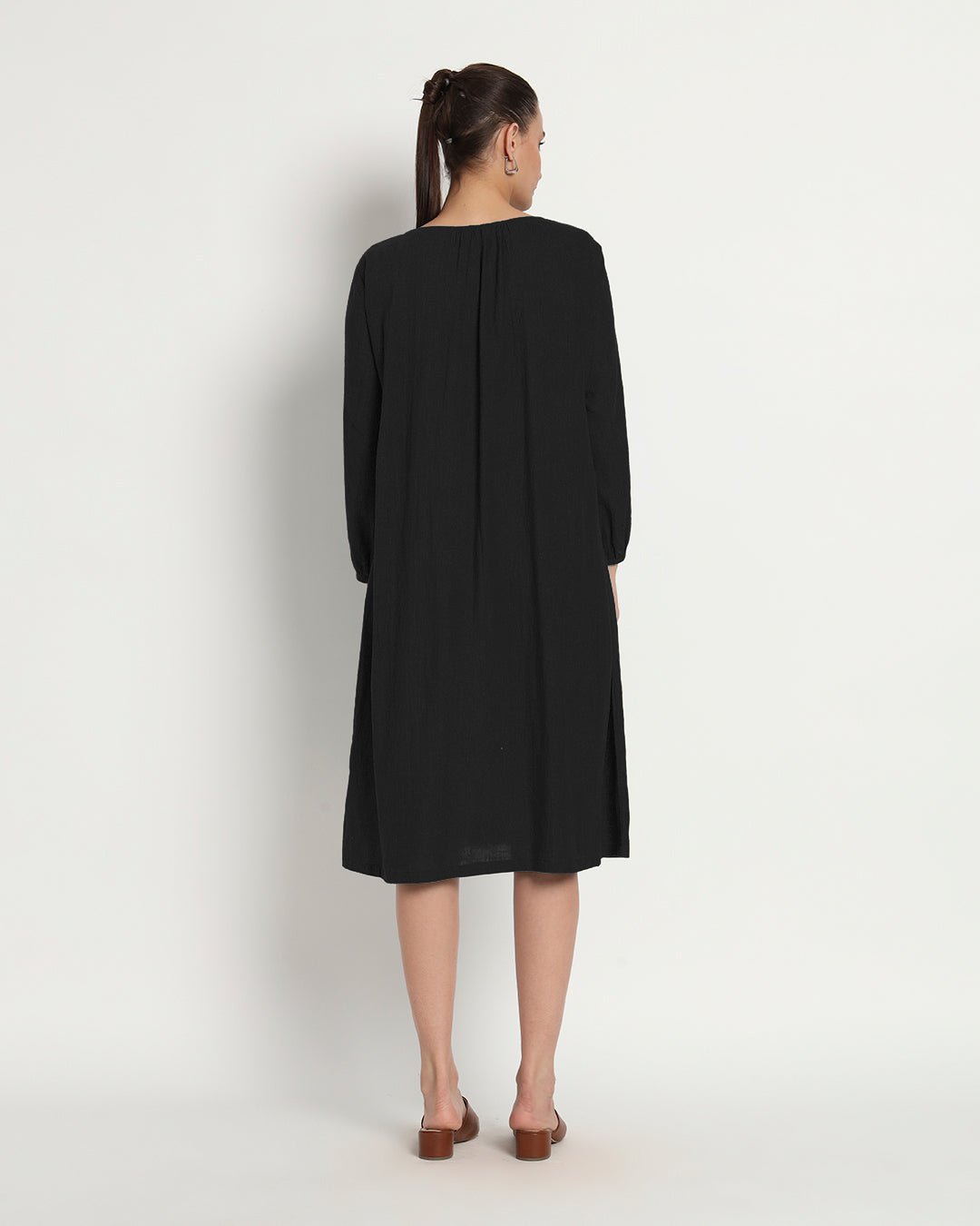 Classic Black Playful Tie-Up Neck Dress