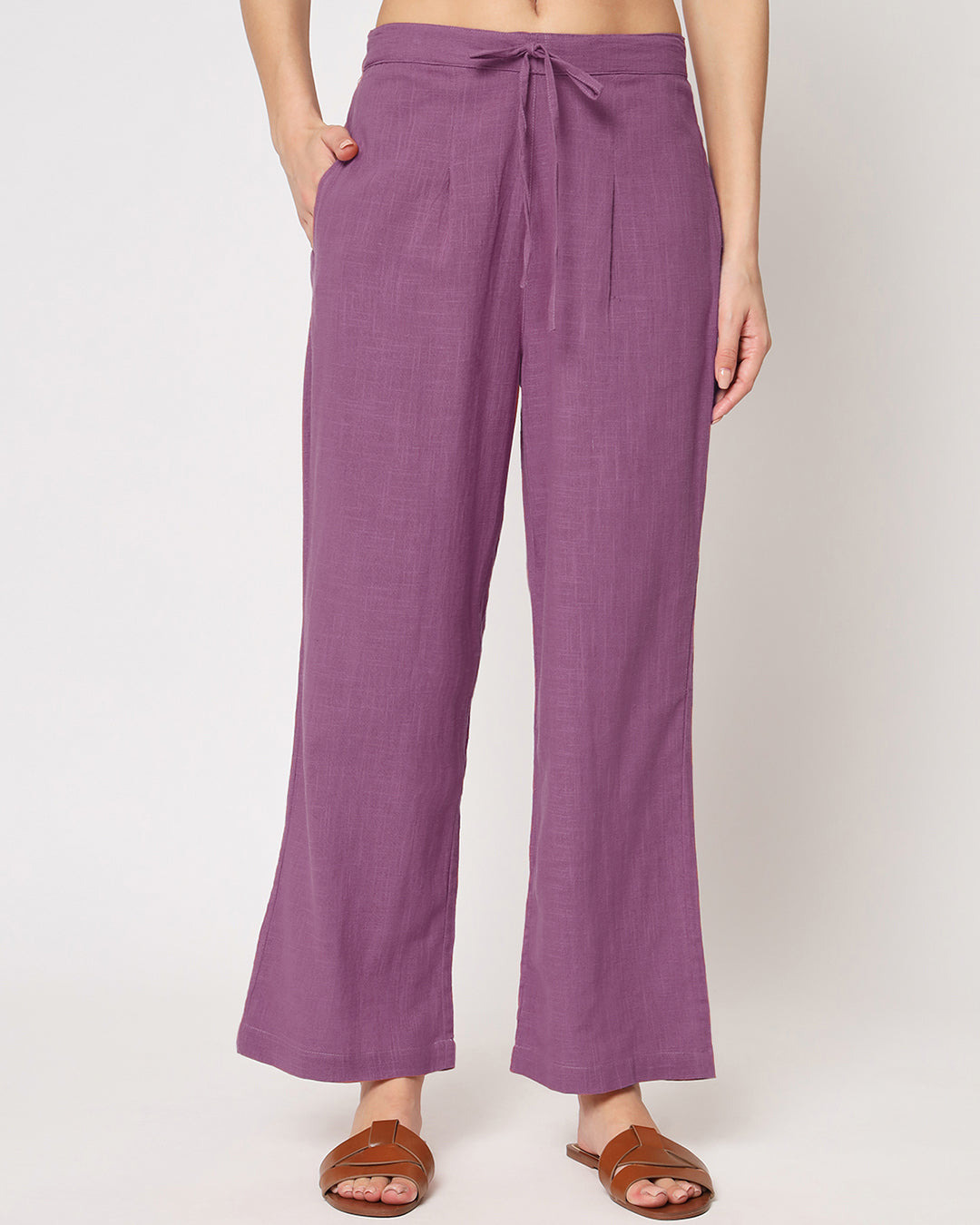 Wisteria Purple Sleeveless Short Length Solid Co-ord Set
