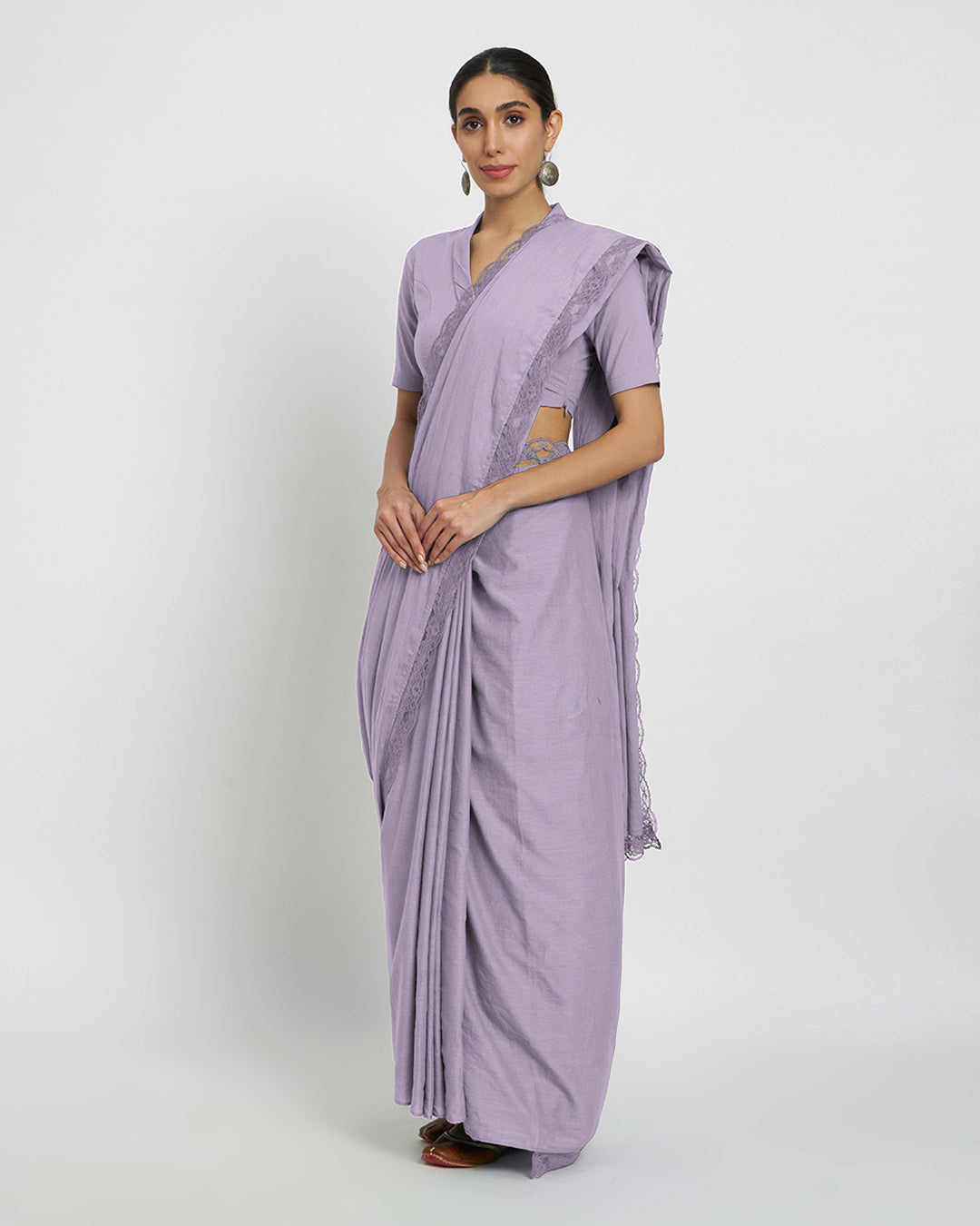 Lilac Lace Medley Cotton Saree