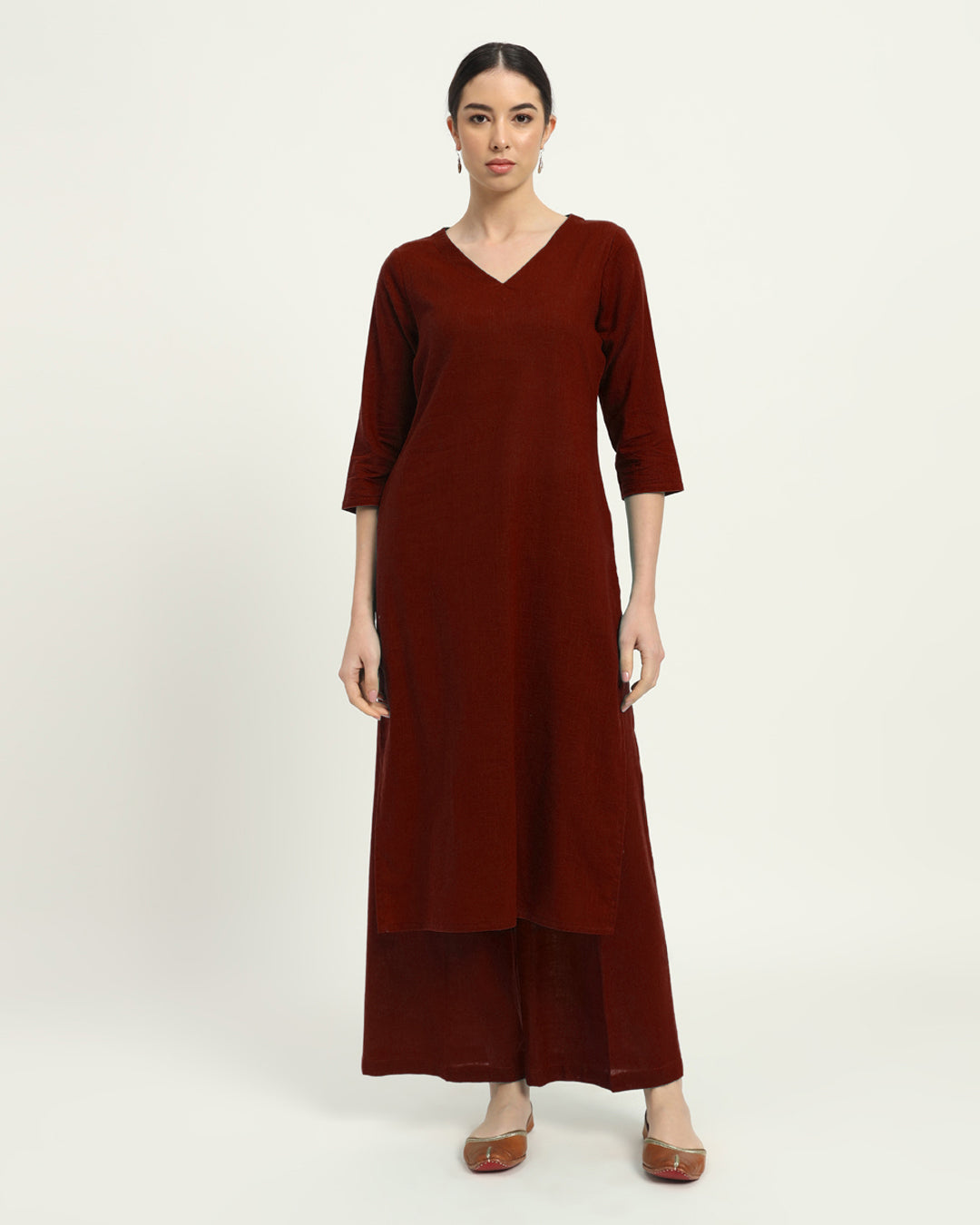 Russet Red Verve & Versatility Kurta (Without Bottoms)