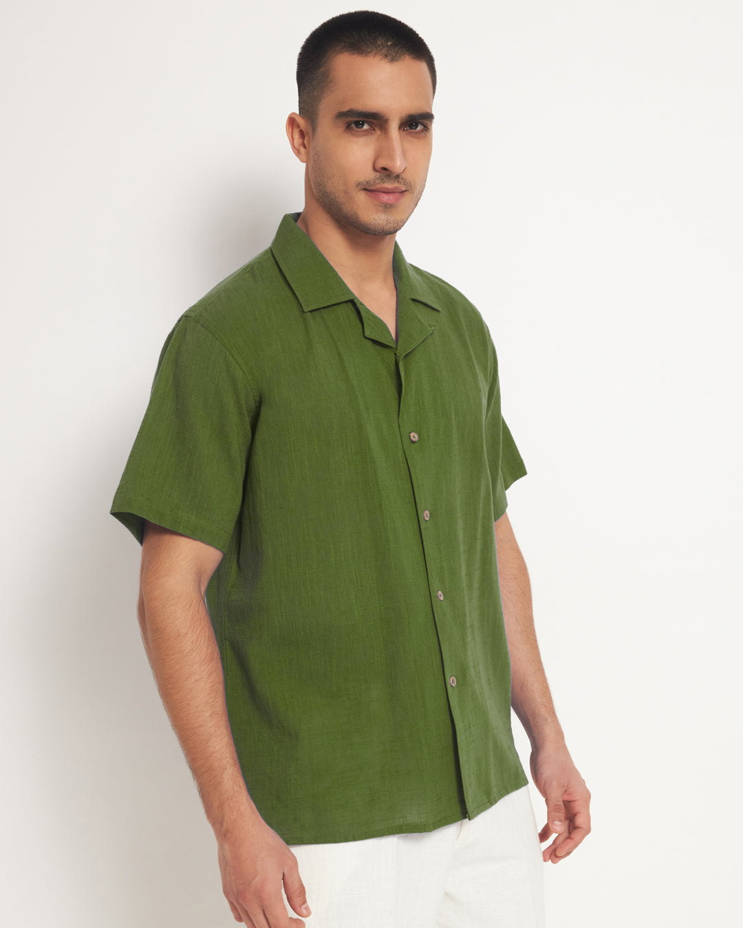 Combo: Classic Greening Spring Half Sleeves Men's Shirt & Pants