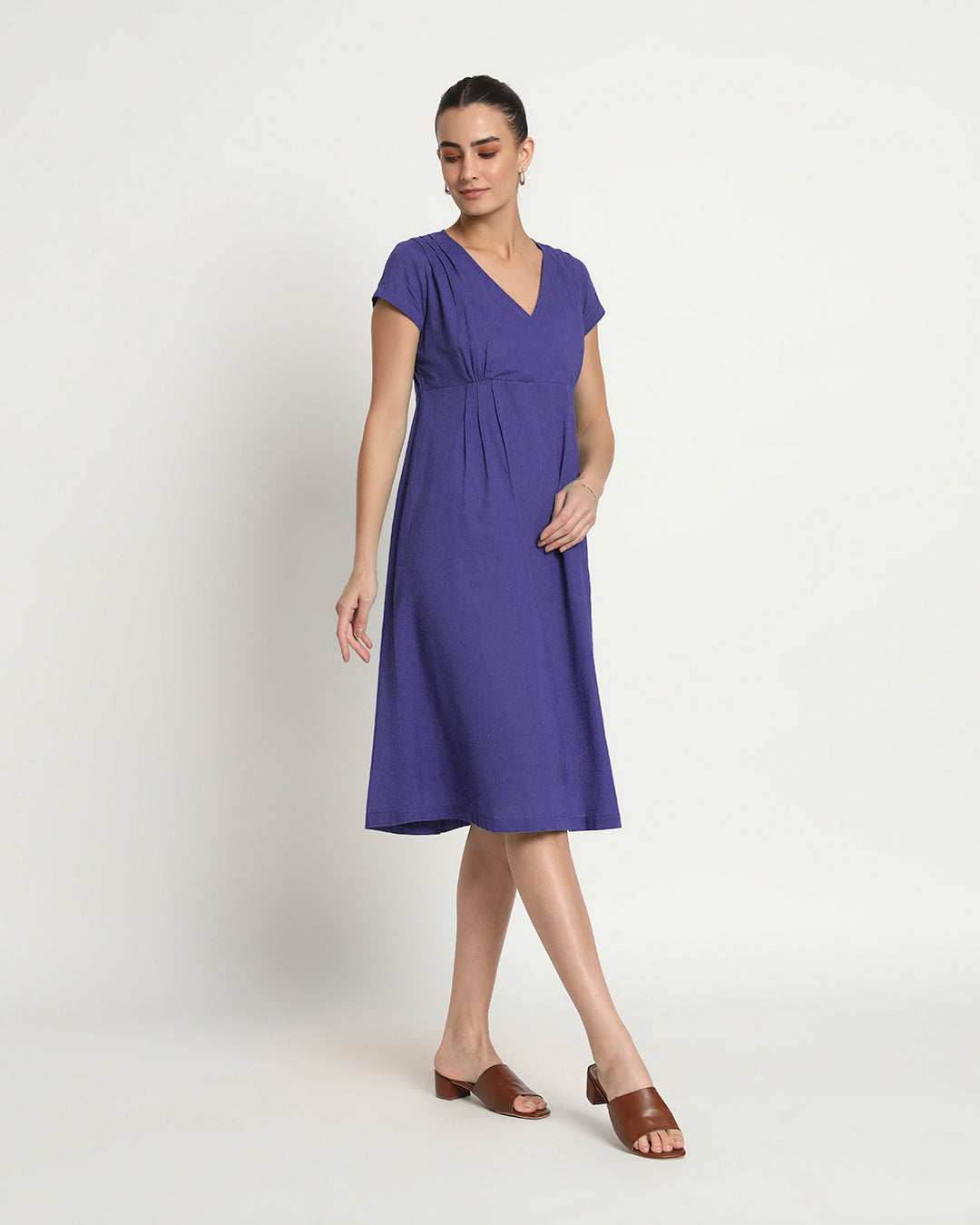 Aurora Purple Voguish Verve V Neck Dress