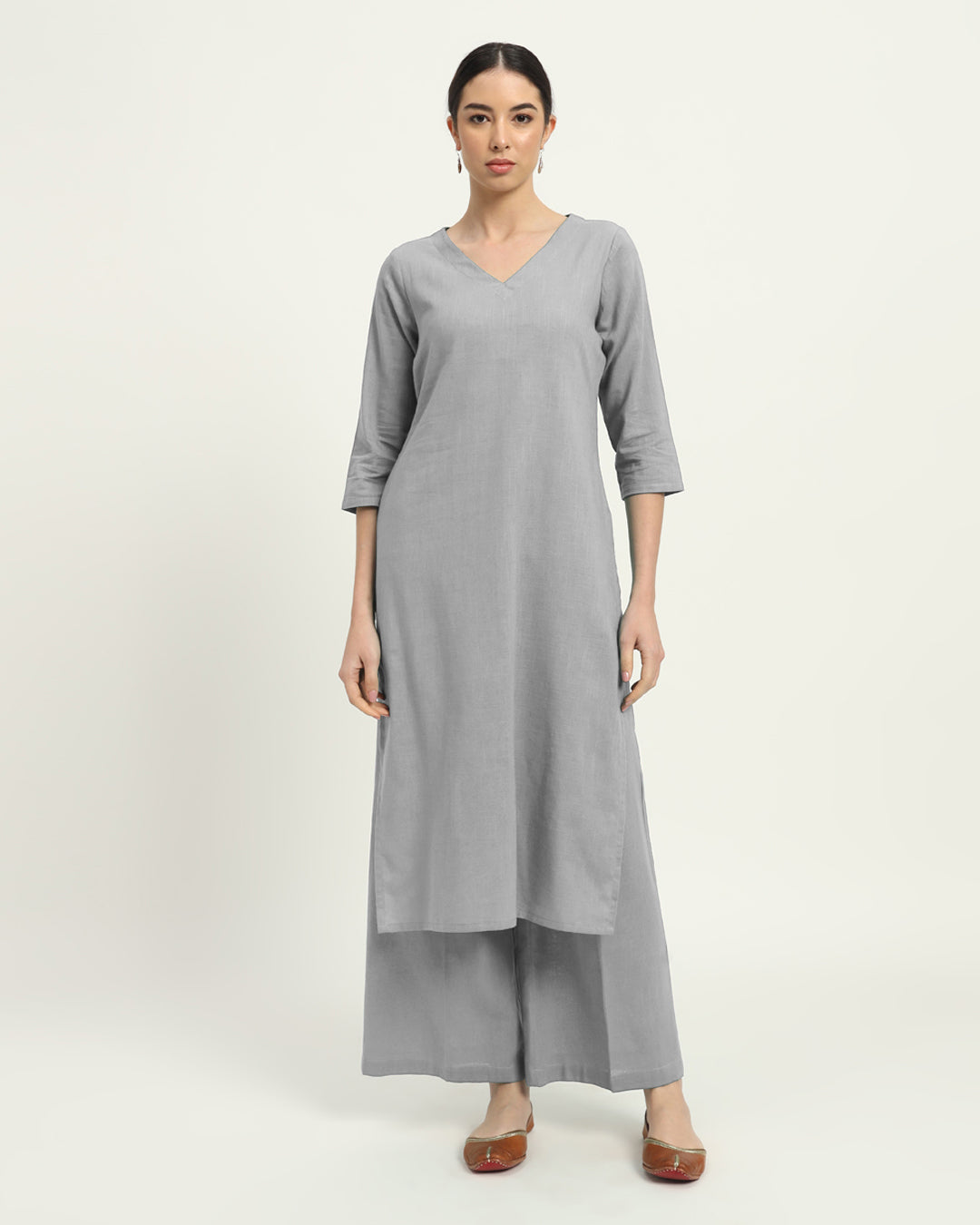 Iced Grey Verve & Versatility Kurta (Without Bottoms)