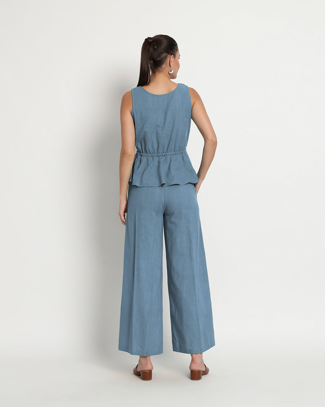 Blue Dawn Peplum Paradise Solid Co-ord Set