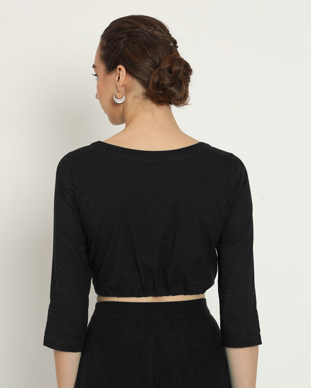 Classic Black Flow & Tie Blouse