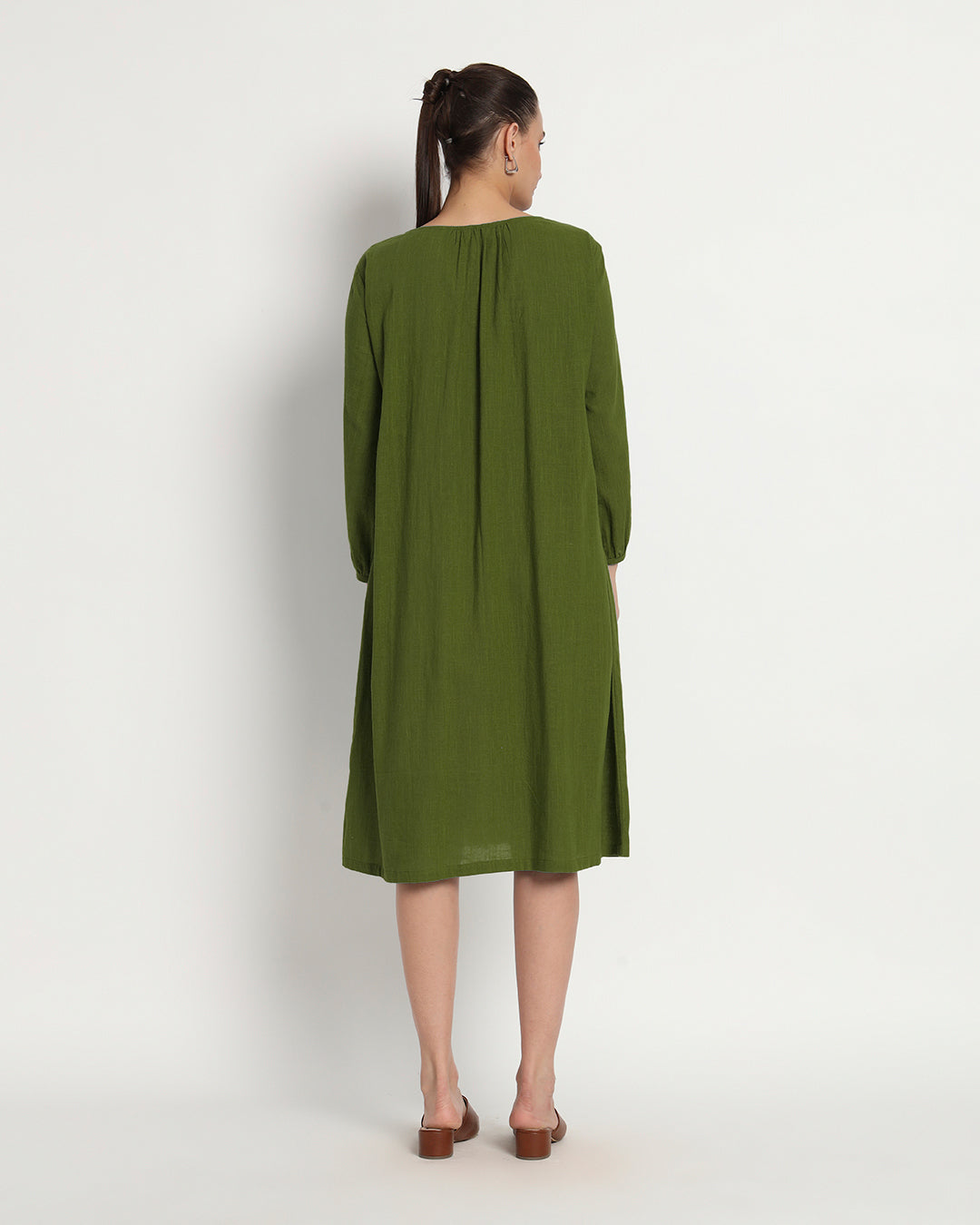 Greening Spring Playful Tie-Up Neck Dress