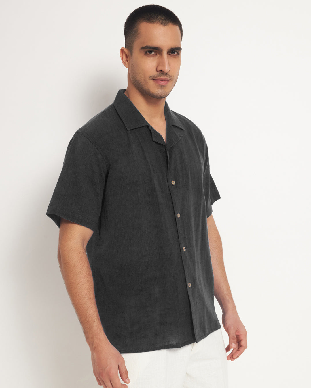 Classic Black Men's Half Sleeves Shirt