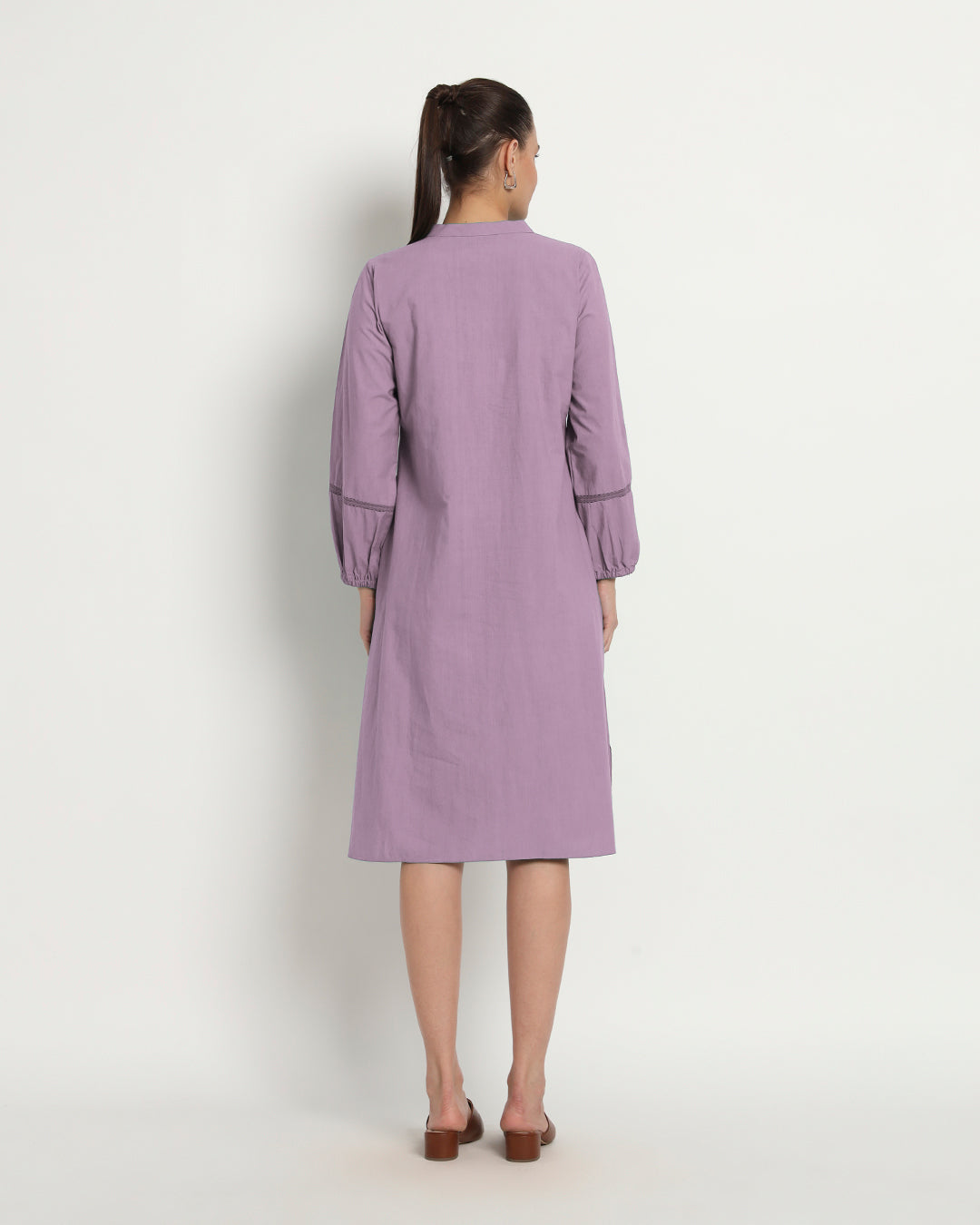 Iris Pink Modish Elegance Notch Neck Dress