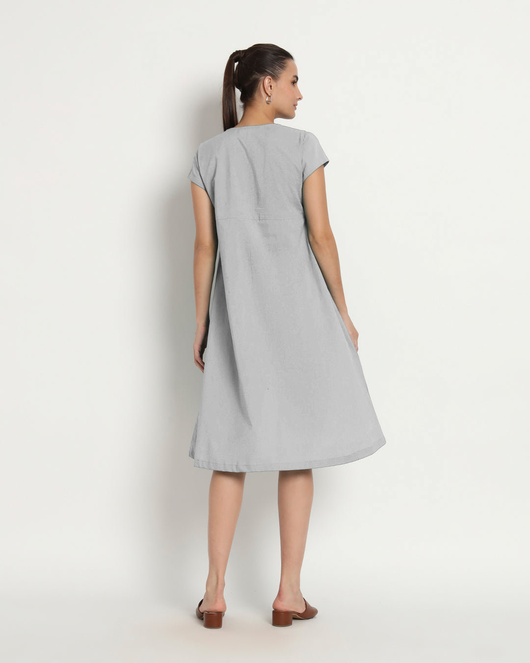 Iced Grey Voguish Verve V Neck Dress