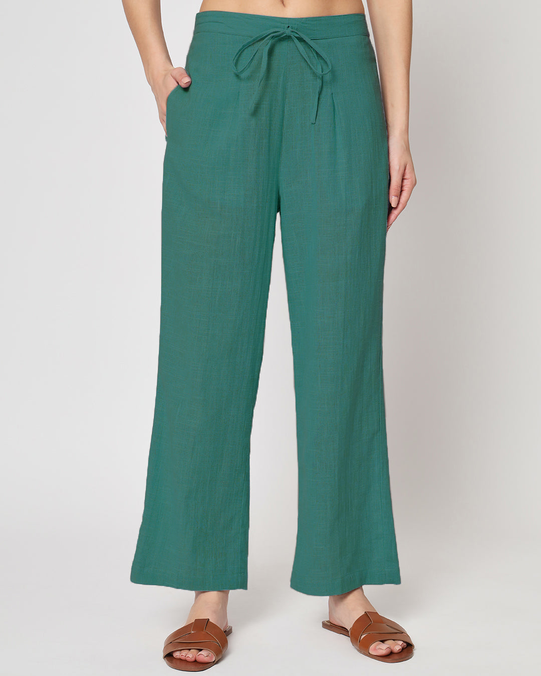Forest Green Sleeveless Short Length Solid Co-ord Set