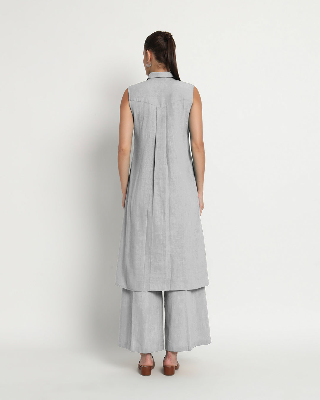 Iced Grey Artful A-Line Solid Co-ord Set
