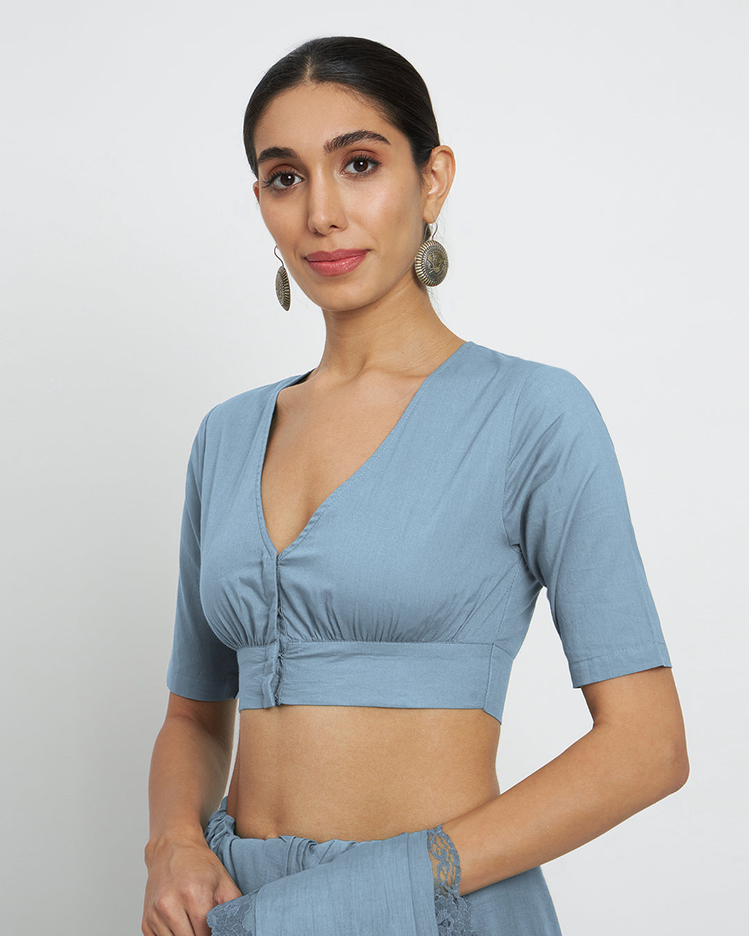 Blue Dawn V Gathers Blouse