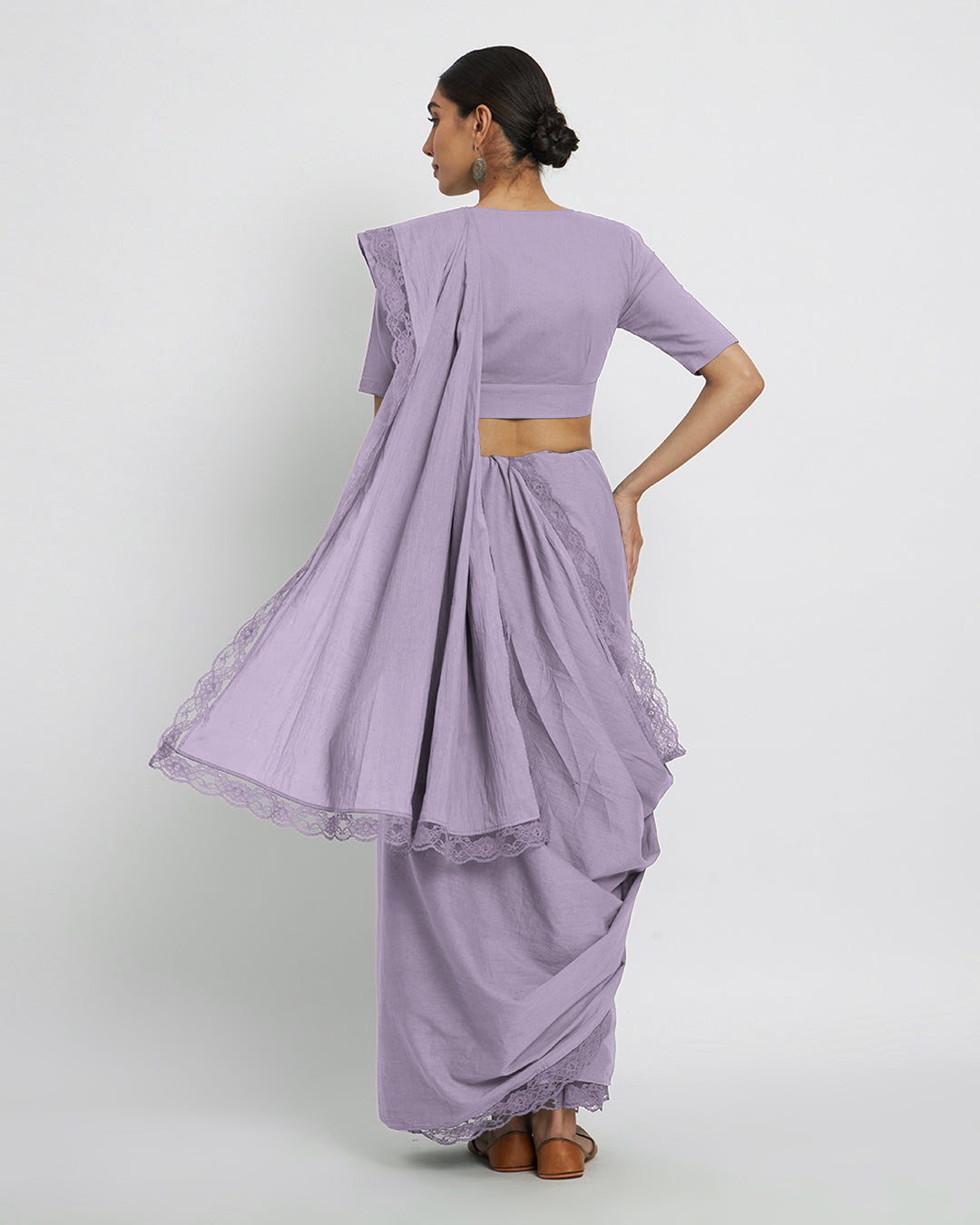 Lilac V Gathers Saree & Blouse Co-ord Set