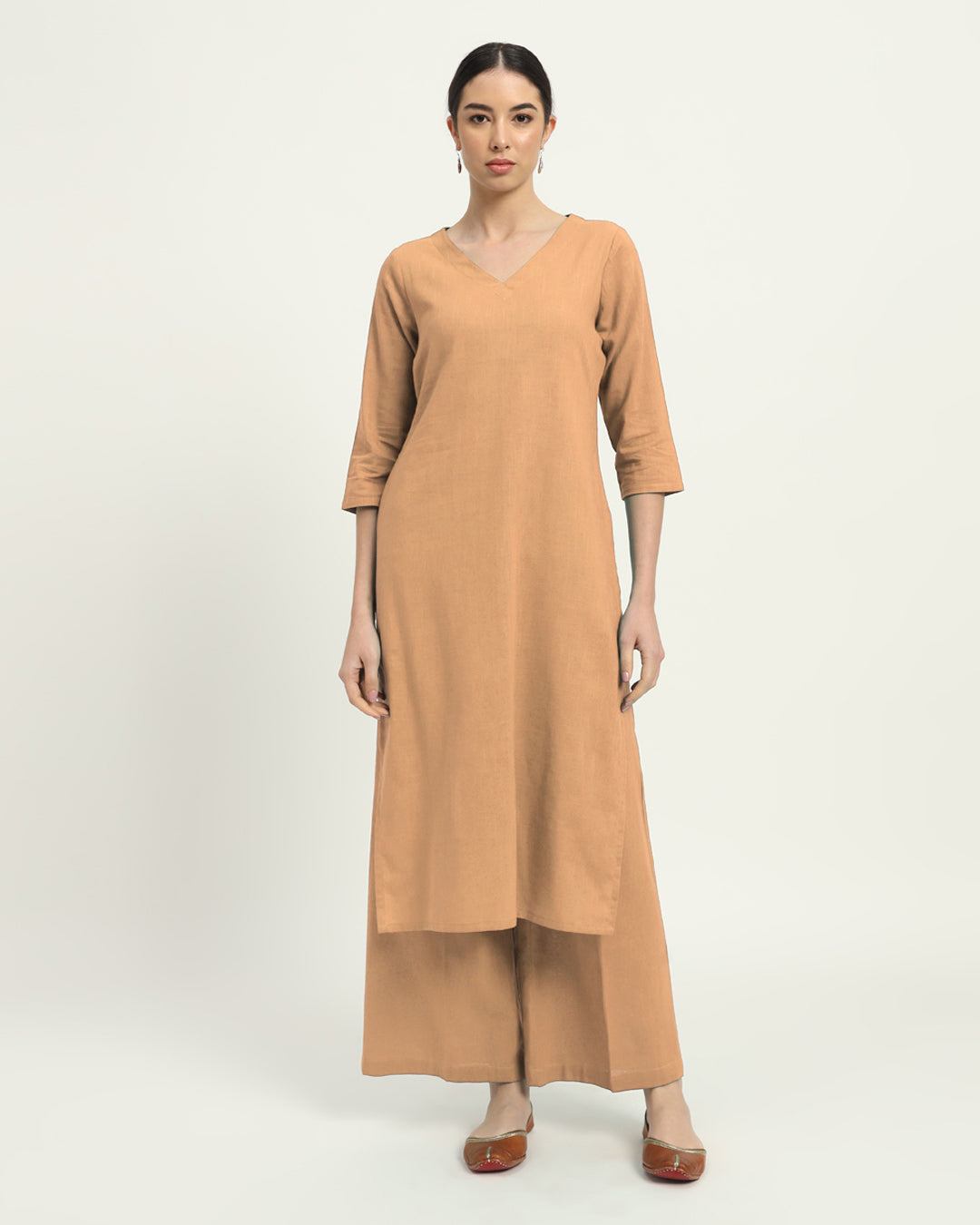 Beige Verve & Versatility Kurta (Without Bottoms)