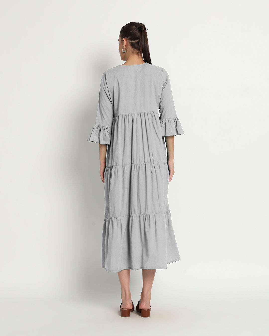 Iced Grey Flounce & Flow Maxi Dress